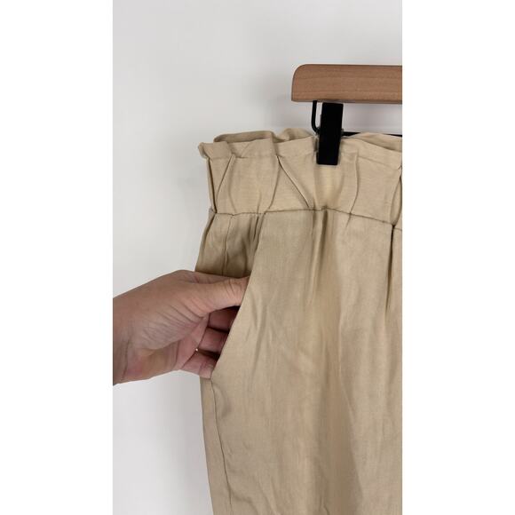 Calvin Klein Linen Blend Pull On Ruffle Trim Crop Pants Womens Size 1X New - Picture 5 of 9